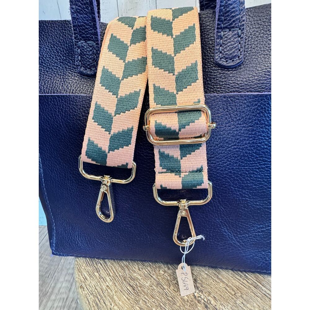 Crossbody Purse Strap BOHO Pink Green Chevron Bag Strap Guitar Strap NEW